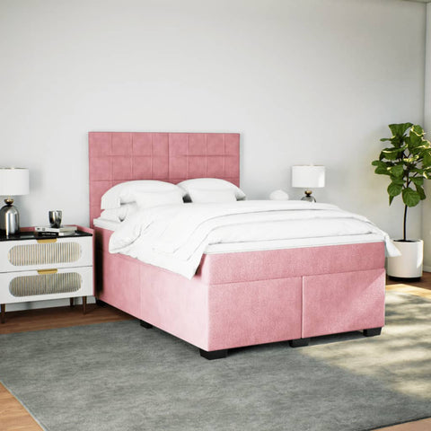 Boxspringbett mit Matratze Rosa 140x200 cm Samt