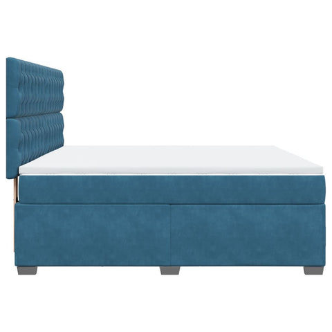 Boxspringbett mit Matratze Blau 180x200 cm Samt