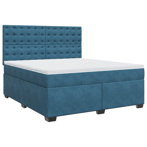 vidaXL Boxspringbett mit Matratze Blau 180x200 cm Samt