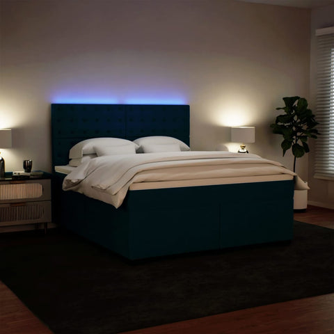 vidaXL Boxspringbett mit Matratze Blau 180x200 cm Samt