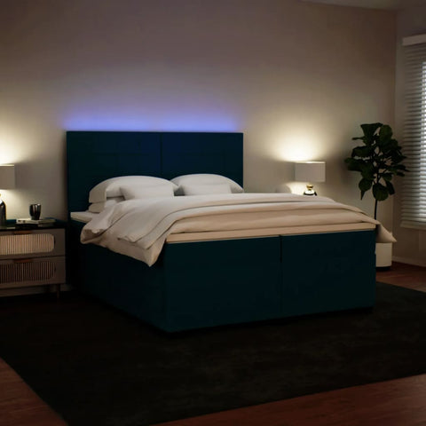 vidaXL Boxspringbett mit Matratze Blau 200x200 cm Samt