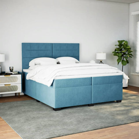 vidaXL Boxspringbett mit Matratze Blau 200x200 cm Samt