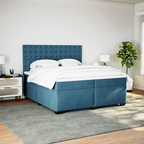 Boxspringbett mit Matratze Blau 200x200 cm Samt