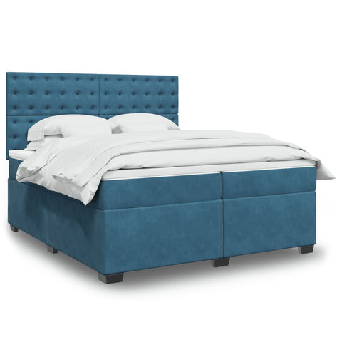 Boxspringbett mit Matratze Blau 200x200 cm Samt