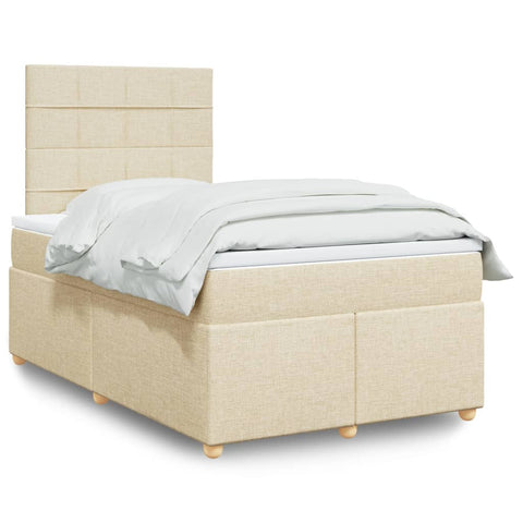 vidaXL Boxspringbett mit Matratze Creme 120x190 cm Stoff