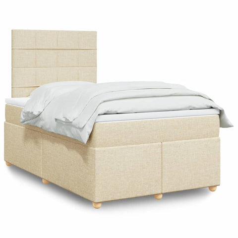 vidaXL Boxspringbett mit Matratze Creme 120x200 cm Stoff