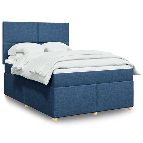 Boxspringbett mit Matratze Blau 140x190 cm Stoff