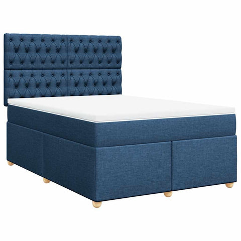 Boxspringbett mit Matratze Blau 140x190 cm Stoff