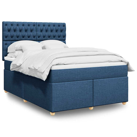 Boxspringbett mit Matratze Blau 140x190 cm Stoff