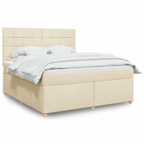 Boxspringbett mit Matratze Creme 180x200 cm Stoff