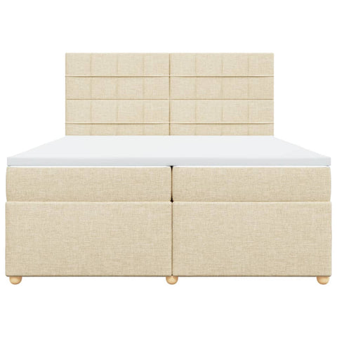 vidaXL Boxspringbett mit Matratze Creme 200x200 cm Stoff