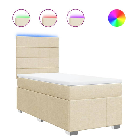 vidaXL Boxspringbett mit Matratze Creme 80x200 cm Stoff