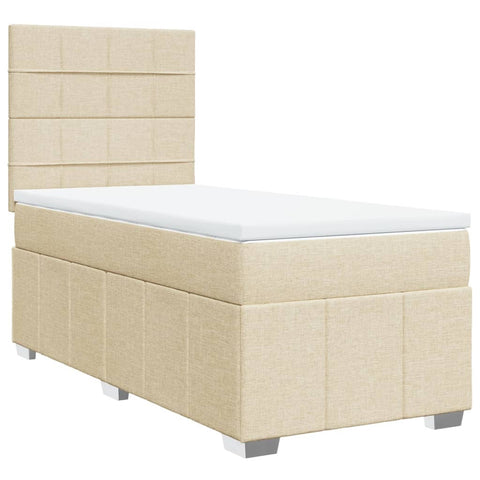 vidaXL Boxspringbett mit Matratze Creme 80x200 cm Stoff