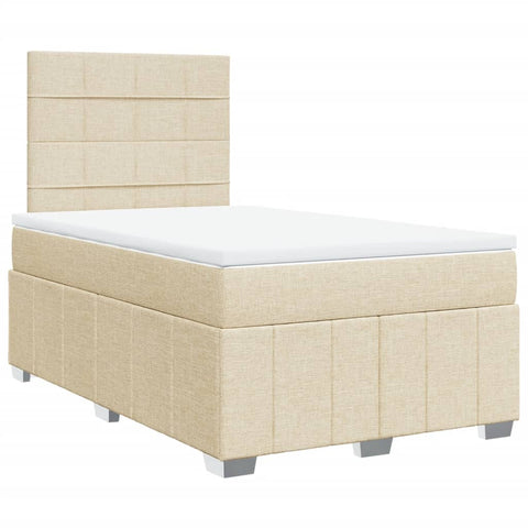 vidaXL Boxspringbett mit Matratze Creme 120x200 cm Stoff