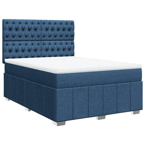 Boxspringbett mit Matratze Blau 140x200 cm Stoff