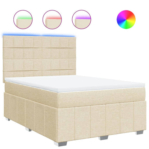 vidaXL Boxspringbett mit Matratze Creme 160x200 cm Stoff