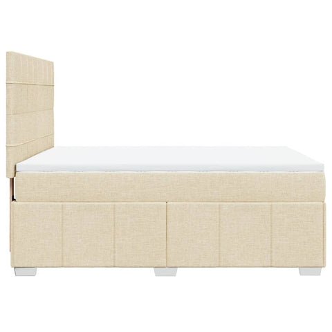 vidaXL Boxspringbett mit Matratze Creme 160x200 cm Stoff