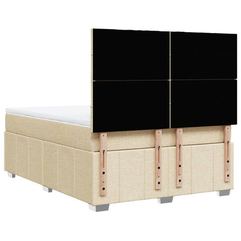 vidaXL Boxspringbett mit Matratze Creme 160x200 cm Stoff