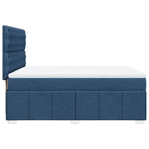 vidaXL Boxspringbett mit Matratze Blau 160x200 cm Stoff