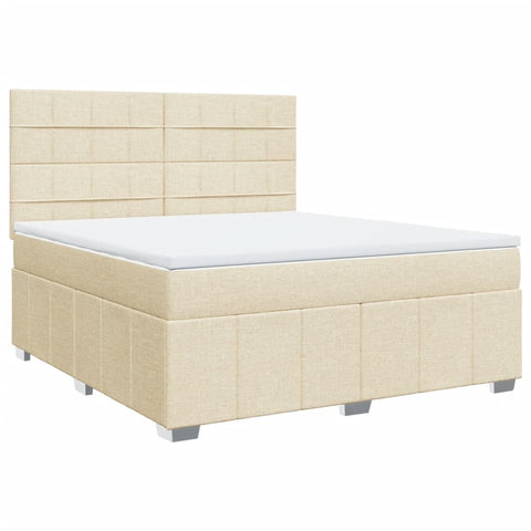 Boxspringbett mit Matratze Creme 180x200 cm Stoff