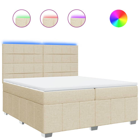 vidaXL Boxspringbett mit Matratze Creme 200x200 cm Stoff