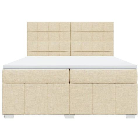 vidaXL Boxspringbett mit Matratze Creme 200x200 cm Stoff