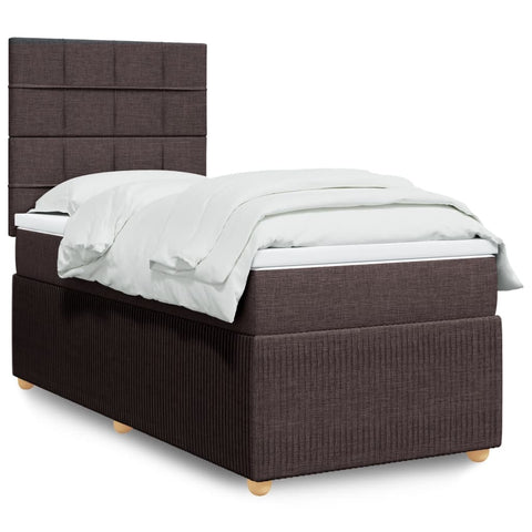 Boxspringbett mit Matratze Dunkelbraun 90x190 cm Stoff