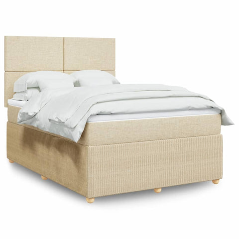 Boxspringbett mit Matratze Creme 140x190 cm Stoff