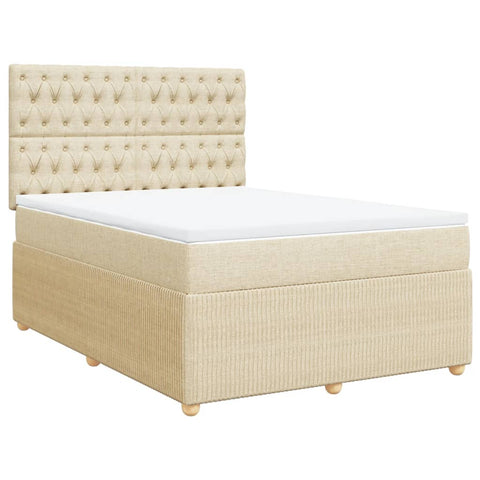 Boxspringbett mit Matratze Creme 140x190 cm Stoff