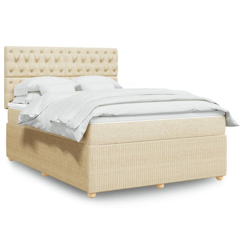 Boxspringbett mit Matratze Creme 140x190 cm Stoff