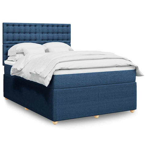 Boxspringbett mit Matratze Blau 140x190 cm Stoff