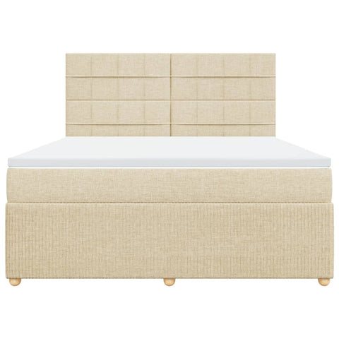 Boxspringbett mit Matratze Creme 180x200 cm Stoff