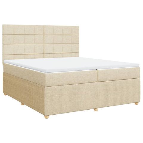 vidaXL Boxspringbett mit Matratze Creme 200x200 cm Stoff