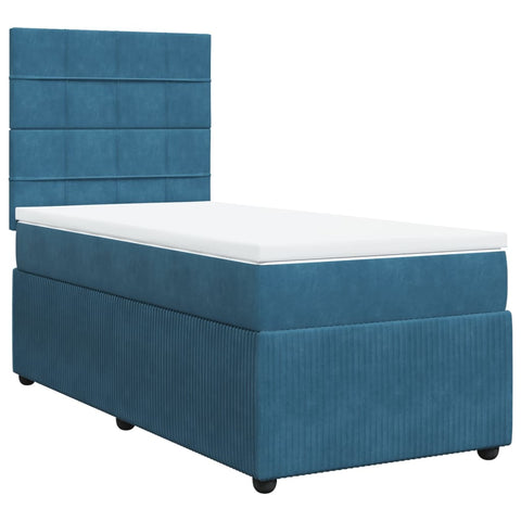 Boxspringbett mit Matratze Blau 90x190 cm Samt