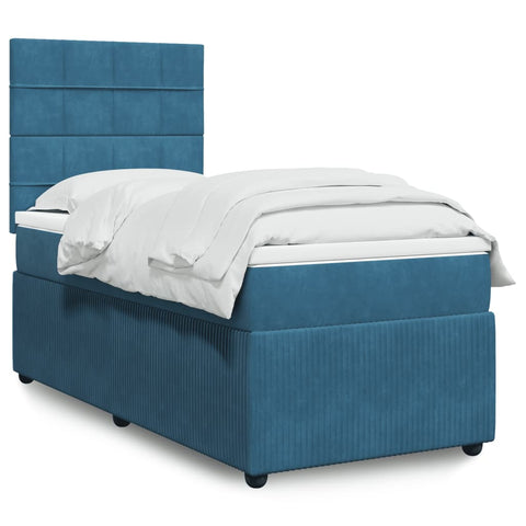 Boxspringbett mit Matratze Blau 90x190 cm Samt