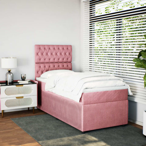 Boxspringbett mit Matratze Rosa 90x190 cm Samt