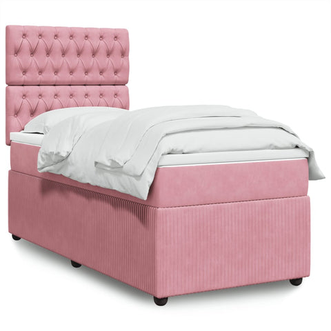 Boxspringbett mit Matratze Rosa 90x190 cm Samt