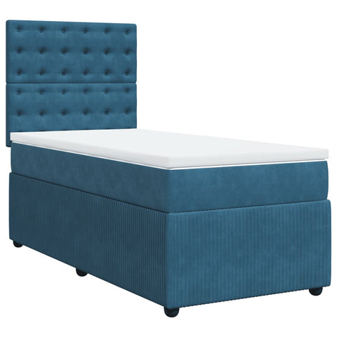 vidaXL Boxspringbett mit Matratze Blau 90x190 cm Samt