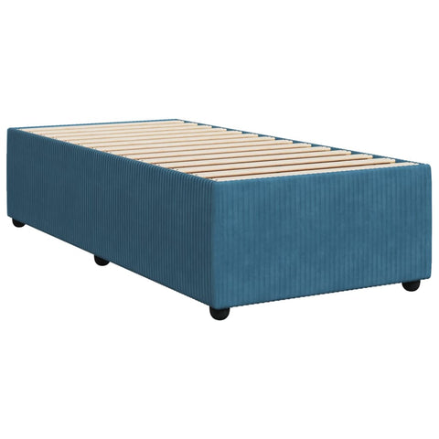 vidaXL Boxspringbett mit Matratze Blau 90x200 cm Samt