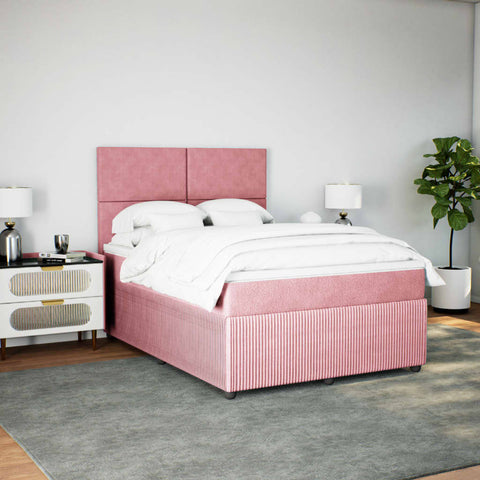 Boxspringbett mit Matratze Rosa 140x190 cm Samt