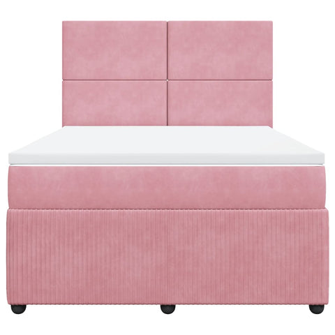 Boxspringbett mit Matratze Rosa 140x190 cm Samt