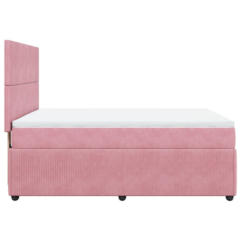 Boxspringbett mit Matratze Rosa 140x190 cm Samt