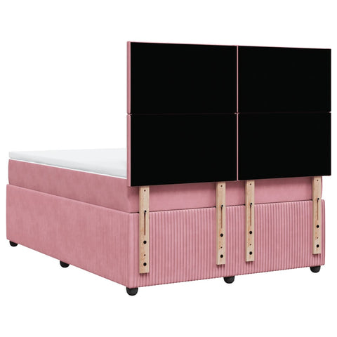 Boxspringbett mit Matratze Rosa 140x190 cm Samt