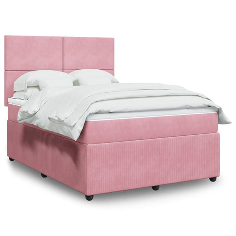 Boxspringbett mit Matratze Rosa 140x190 cm Samt