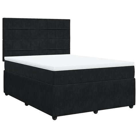 Boxspringbett mit Matratze Schwarz 140x190 cm Samt