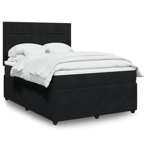 Boxspringbett mit Matratze Schwarz 140x190 cm Samt