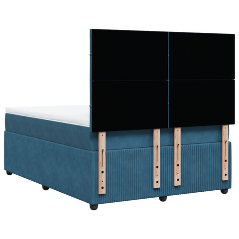 Boxspringbett mit Matratze Blau 140x190 cm Samt