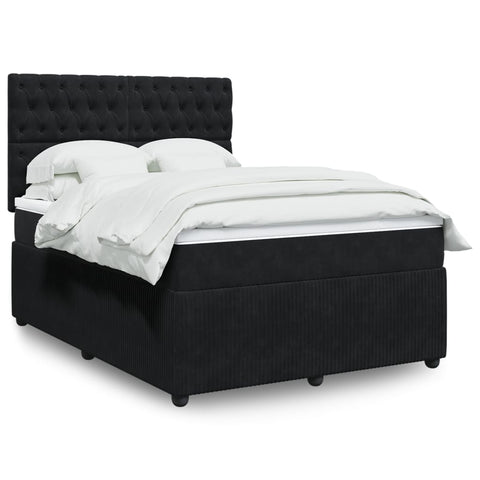 Boxspringbett mit Matratze Schwarz 140x190 cm Samt