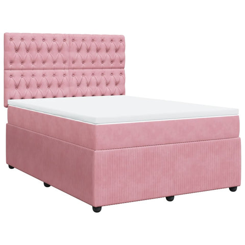 Boxspringbett mit Matratze Rosa 140x190 cm Samt