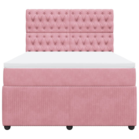 Boxspringbett mit Matratze Rosa 140x190 cm Samt